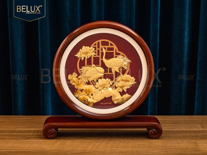 Tranh Tùng Hạc Trường Thọ dát vàng 24k – Lời chúc phúc viên mãn cho người bạn trân quý